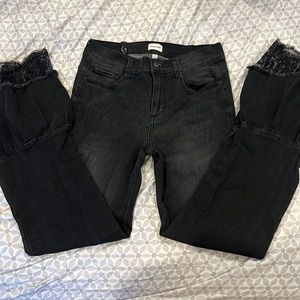 Sneak Peek Juniors Black Mid Rise Flare Bottom Jeans